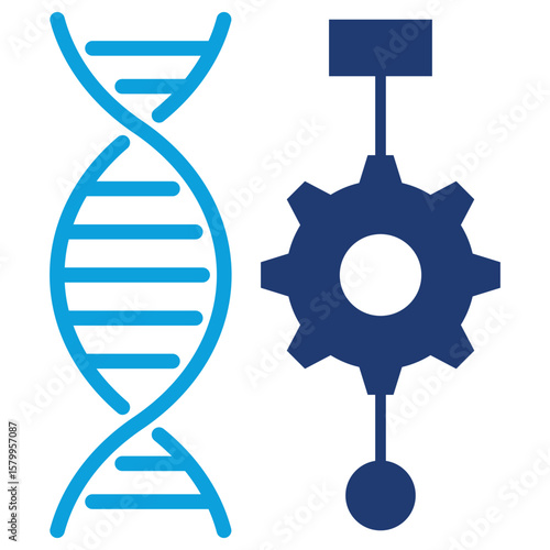 Genetic Algorithm Flat Blue Icon