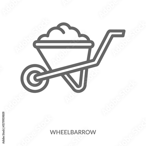 Wheelbarrow Icon Line Style. Design Vector Illustration