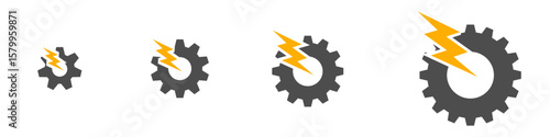 Broken gear cog icon vector, symbolizing malfunction, failure, or a system breakdown. Ideal for themes of troubleshooting, maintenance, or disruption in industrial or technical designs.