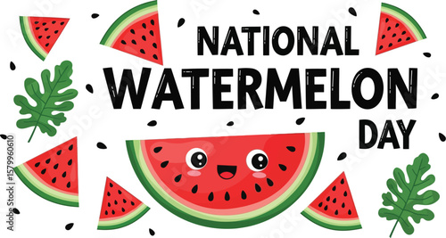 Vector art of a cute watermelon illustration celebrates national watermelon day