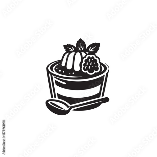 Jelly custard black and white silhouette icon