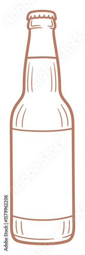 Outline Drawing of a Generic Beer Bottle with Blank Label