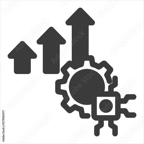 AI Productivity Concept Black Icon Vector Illustration