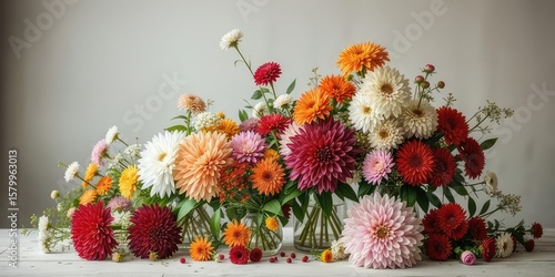Colorful Dianthus and Carnations in Vases - Floral Arrangement