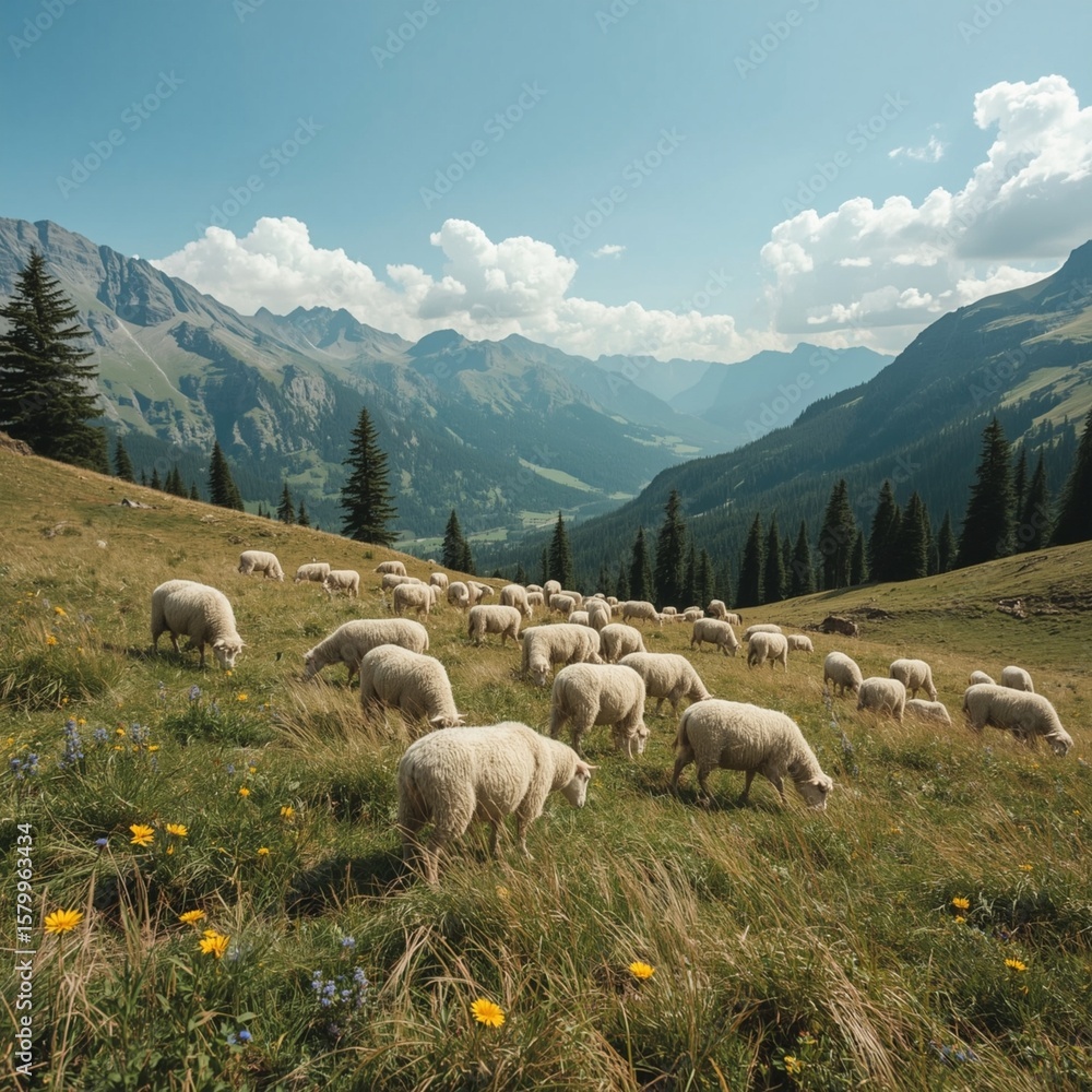 Fototapeta premium sheep in the mountains