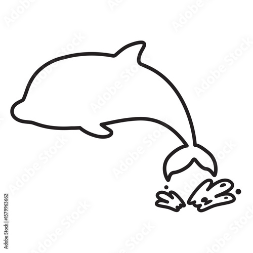 ジャンプするイルカの線画