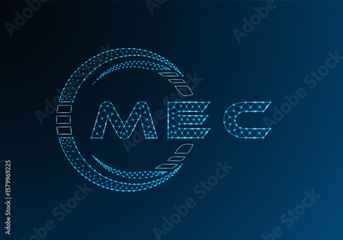 MEC low poly letter logo vector design. MEC lower poly logo design. Low poly logo.