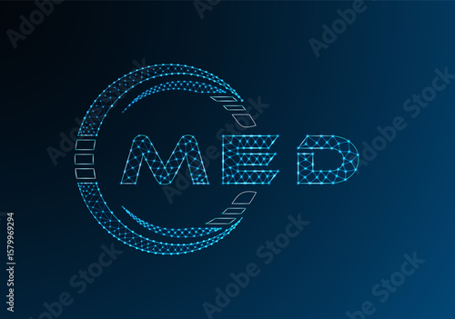 MED low poly letter logo vector design. MED lower poly logo design. Low poly logo.