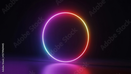 Wallpaper Mural Vibrant circle radiates neon light in a modern abstract design backdrop. Torontodigital.ca