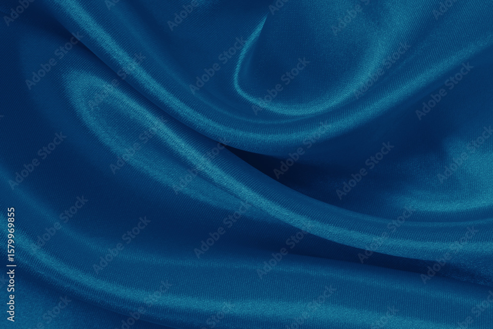 Obraz premium Dark blue fabric cloth texture for background and design art work, beautiful crumpled pattern of silk or linen.