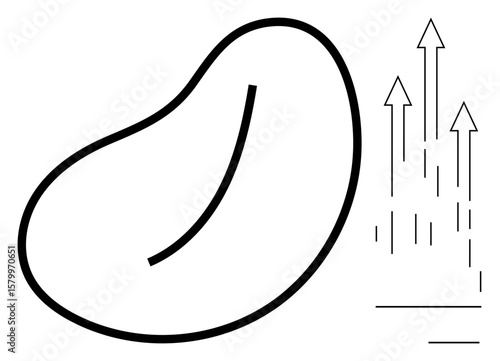 Curved bean-thumbs up shape paired with ascending arrows symbolizing growth, direction, and movement. Ideal for concepts like innovation, progress, strategy, trends, leadership, ambition nature