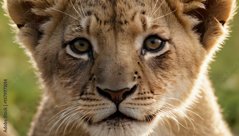 Naklejka premium closeup of a lion cub