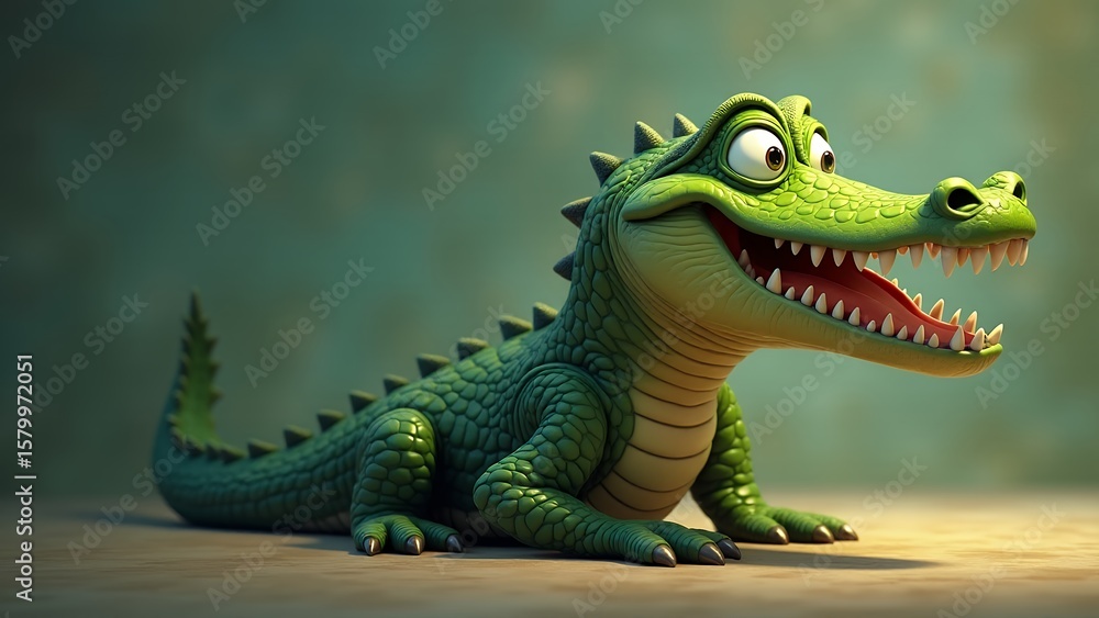 Fototapeta premium Cartoon alligator illustration smiling reptile mascot character design
