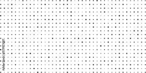 Abstract halftone pattern design featuring randomly sized gray dots arranged on a white background suitable for various design applications.