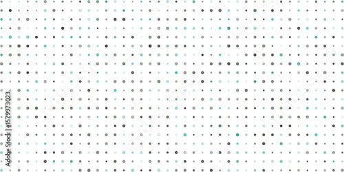 Abstract geometric pattern featuring irregular dots in various shades of gray and teal arranged on a bright white background.