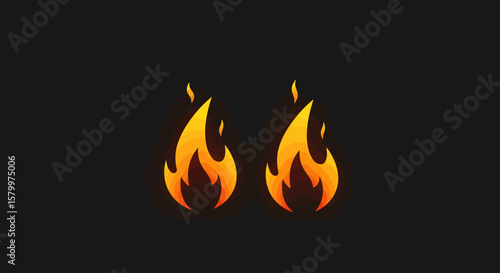 Vibrant Cartoon Flame Icons Collection