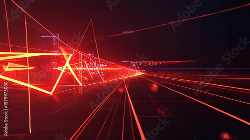 Abstract representation of vibrant red and blue light trails illustrating dynamic movement in a digital space