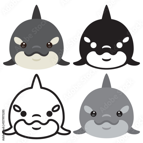 シャチの顔アイコンセット