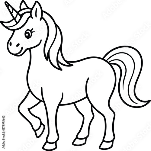 Black outline cartoon horse vector illustration of a running farm animal