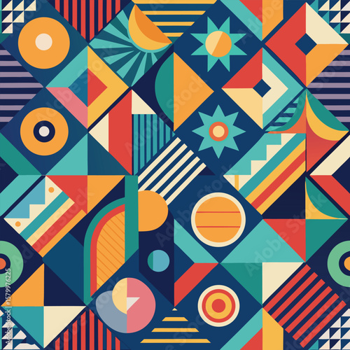 Trendy vector abstract geometric background with circles in Scandinavian retro style, seamless cover. Graphic pattern of simple shapes in gray tones, abstract white mosaic.