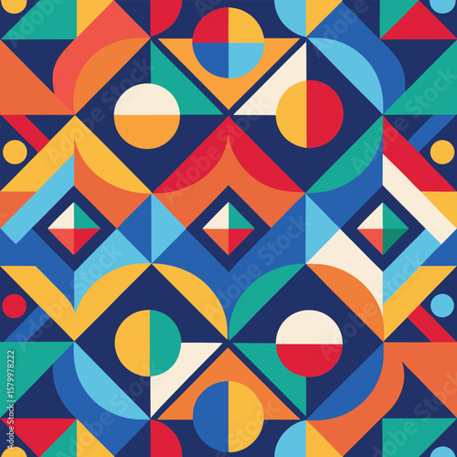 Trendy vector abstract geometric background with circles in Scandinavian retro style, seamless cover. Graphic pattern of simple shapes in gray tones, abstract white mosaic.