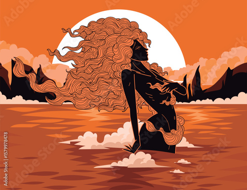 birth of venus aphrodite in the sea foam