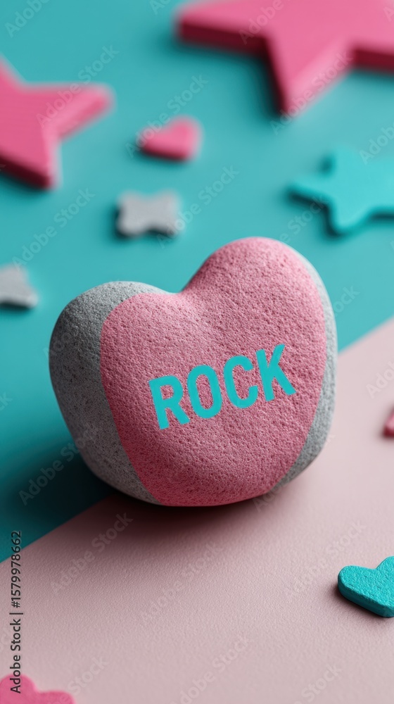 Fototapeta premium Inspirational International Drop A Rock Day Heart with Paper Stars for Spring Wellness Campaigns and Mothers Day Marketing Content, Authentic Joyful Lifestyle
