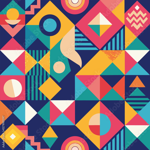 Trendy vector abstract geometric background with circles in Scandinavian retro style, seamless cover. Graphic pattern of simple shapes in gray tones, abstract white mosaic.