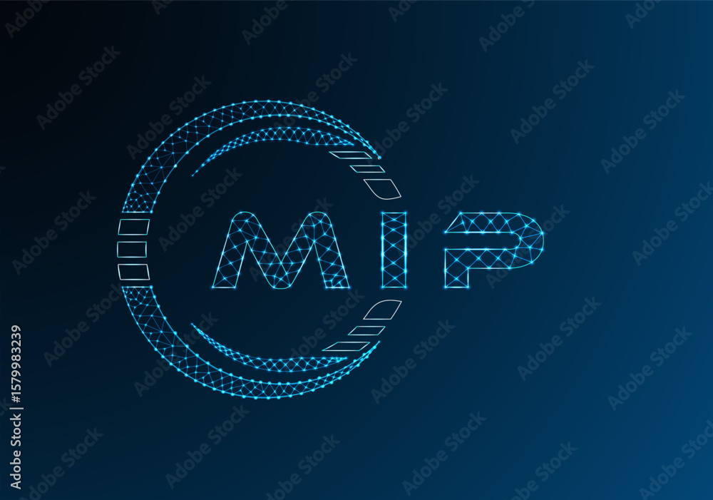 Obraz premium MIP low poly letter logo vector design. MIP lower poly logo design. Low poly logo.