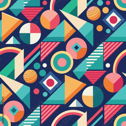 Trendy vector abstract geometric background with circles in Scandinavian retro style, seamless cover. Graphic pattern of simple shapes in gray tones, abstract white mosaic.