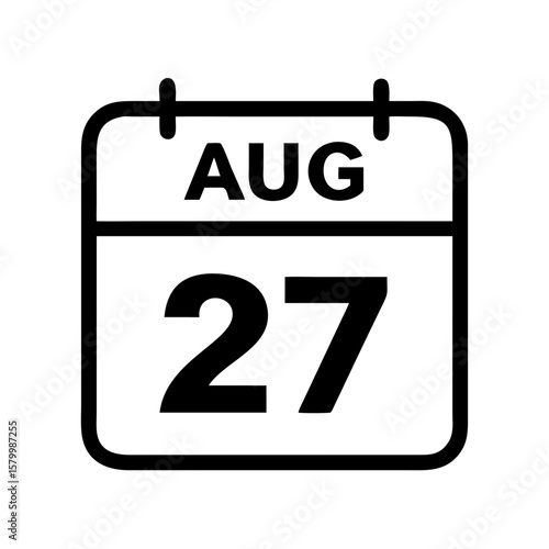 calender icon, 27 august icon with white background
