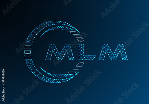 MLM low poly letter logo vector design. MLM lower poly logo design. Low poly logo.