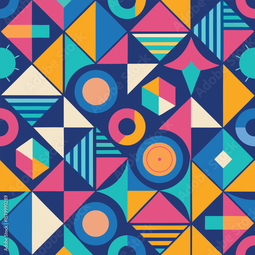 Trendy vector abstract geometric background with circles in Scandinavian retro style, seamless cover. Graphic pattern of simple shapes in gray tones, abstract white mosaic.