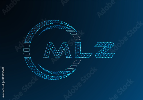 MLZ low poly letter logo vector design. MLZ lower poly logo design. Low poly logo.