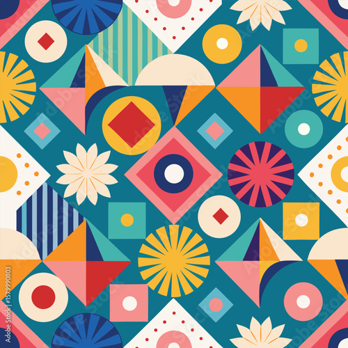 Trendy vector abstract geometric background with circles in Scandinavian retro style, seamless cover. Graphic pattern of simple shapes in gray tones, abstract white mosaic.