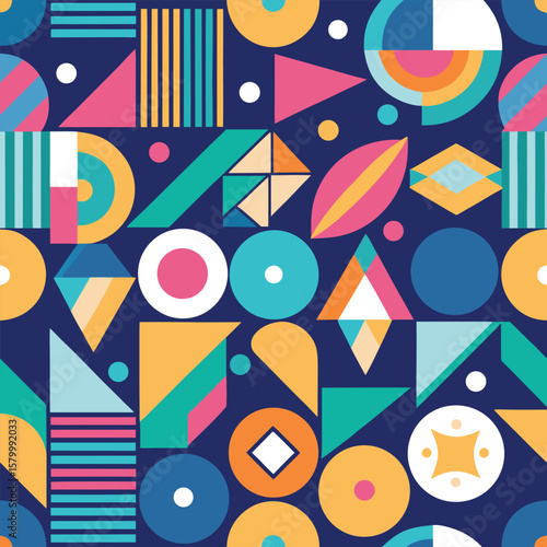 Trendy vector abstract geometric background with circles in Scandinavian retro style, seamless cover. Graphic pattern of simple shapes in gray tones, abstract white mosaic.