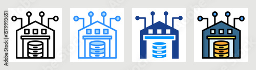 Data Warehouse Icon Collection Set Multiple Style