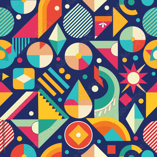 Trendy vector abstract geometric background with circles in Scandinavian retro style, seamless cover. Graphic pattern of simple shapes in gray tones, abstract white mosaic.