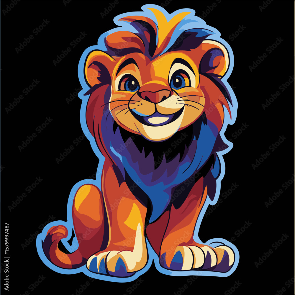 Obraz premium Whimsical Lion Vector Illustration A High-Resolution Design for Animal Lovers and Graphic Arts nezzzuko0_Design_a_high-resolution_vector_illustration_of_an_en_81d4cc75