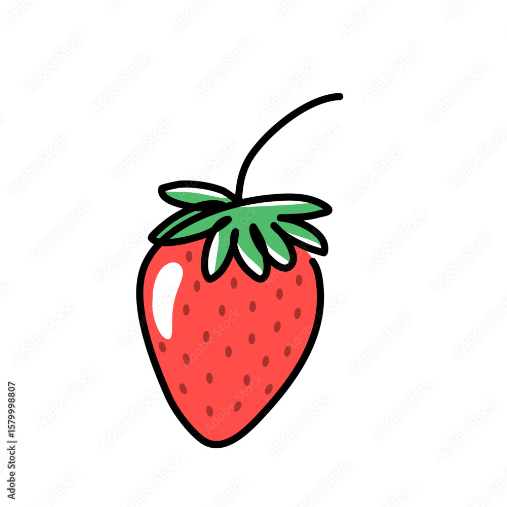 Obraz premium Strawberry Colorful Fruit Line Art Illustration for Healthy Food, Organic Product, and Modern Nutrition Design