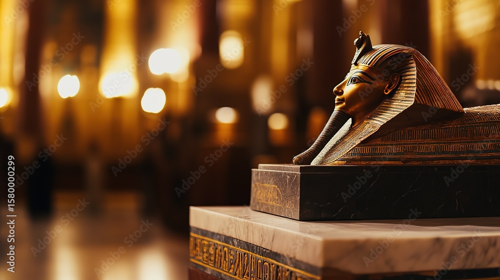 Obraz premium Ancient Artifact Showcased on Marble Pedestal, Symbolizing Timeless Cultural Heritage