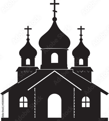 Russian Church Silhouette in Black | Eastern Orthodox Architecture Illustration Vector Format