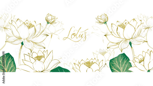 Wallpaper Mural Watercolor lotus flower illustration floral design nature art botanical drawing zen meditation spa 100 character Torontodigital.ca