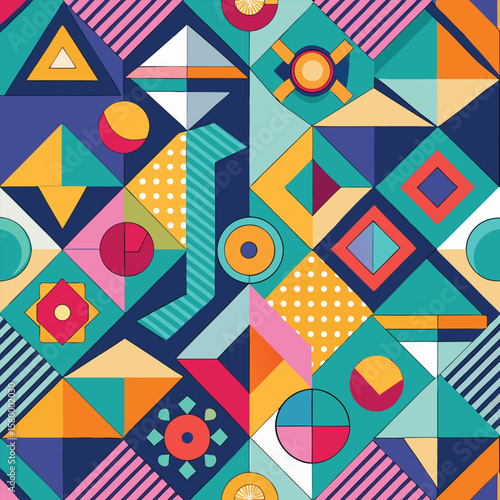 Trendy vector abstract geometric background with circles in Scandinavian retro style, seamless cover. Graphic pattern of simple shapes in gray tones, abstract white mosaic.