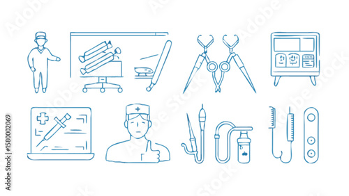 Medical equipment and doctor illustration for healthcare and medical concept design vector graphic resource
