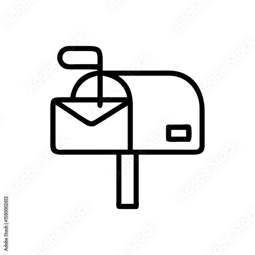 Illustration of a mailbox with a letter inside and the flag up indicating new mail is ready to be picked up