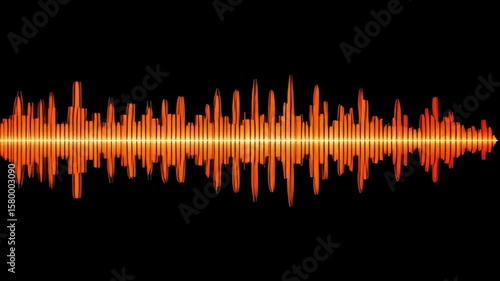 Soundwave visualization vibrant orange waveform black background dynamic audio signal energy digital soundwave graphic pattern rhythm display digital