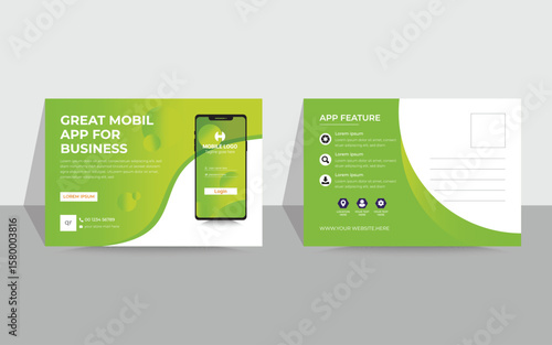 Mobile app promotion postcard template