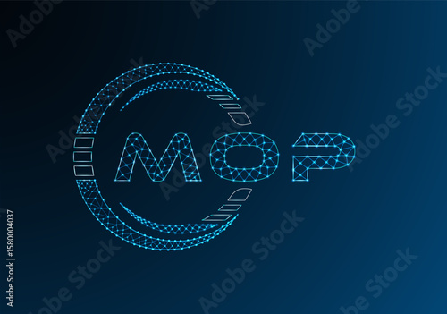 MOP low poly letter logo vector design. MOP lower poly logo design. Low poly logo.