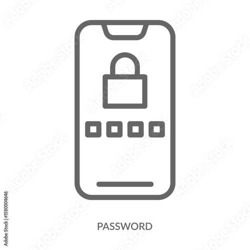 Password Icon Line Style. Design Vector Illustration